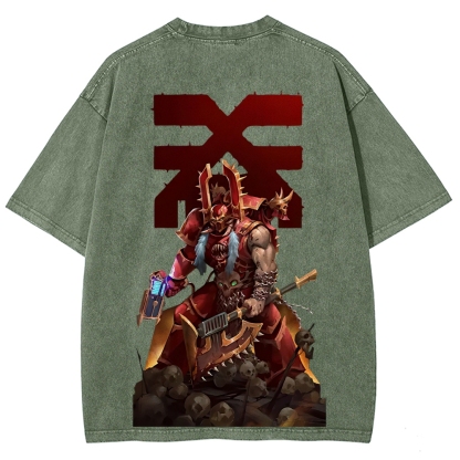 Kharn The Betrayer Warhammer 40K Printed Unisex Washed T-Shirt