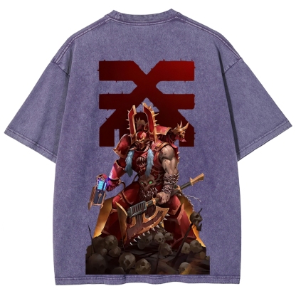 Kharn The Betrayer Warhammer 40K Printed Unisex Washed T-Shirt