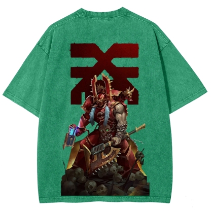 Kharn The Betrayer Warhammer 40K Printed Unisex Washed T-Shirt