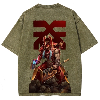 Kharn The Betrayer Warhammer 40K Printed Unisex Washed T-Shirt