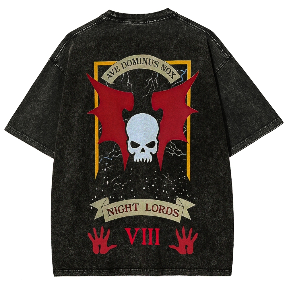 Warhammer 40K Night Lords Printed Unisex Washed T-Shirt