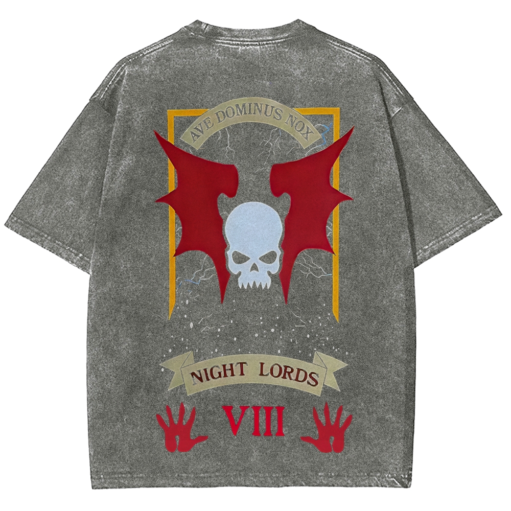 Warhammer 40K Night Lords Printed Unisex Washed T-Shirt
