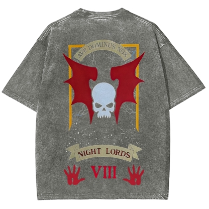 Warhammer 40K Night Lords Printed Unisex Washed T-Shirt