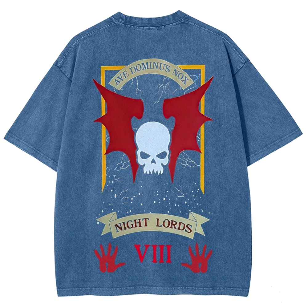 Warhammer 40K Night Lords Printed Unisex Washed T-Shirt