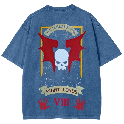 Warhammer 40K Night Lords Printed Unisex Washed T-Shirt