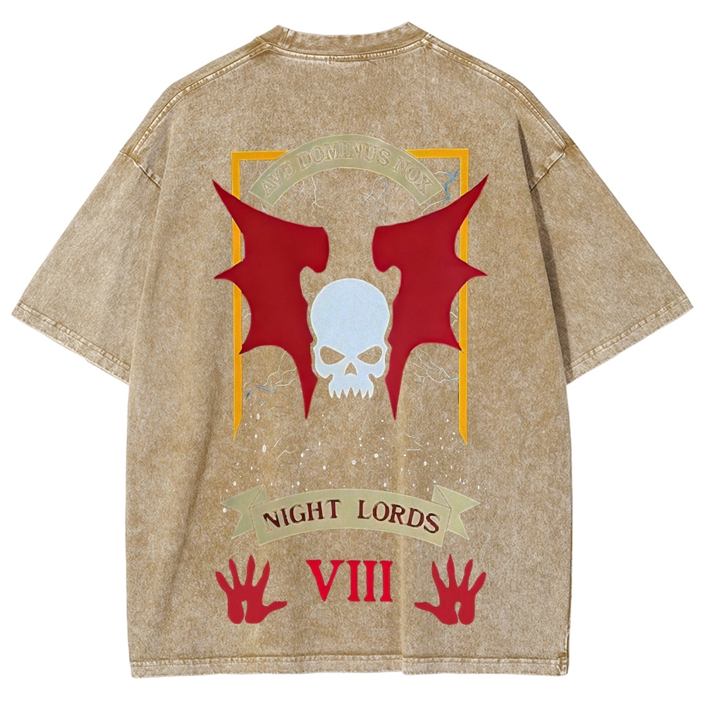 Warhammer 40K Night Lords Printed Unisex Washed T-Shirt