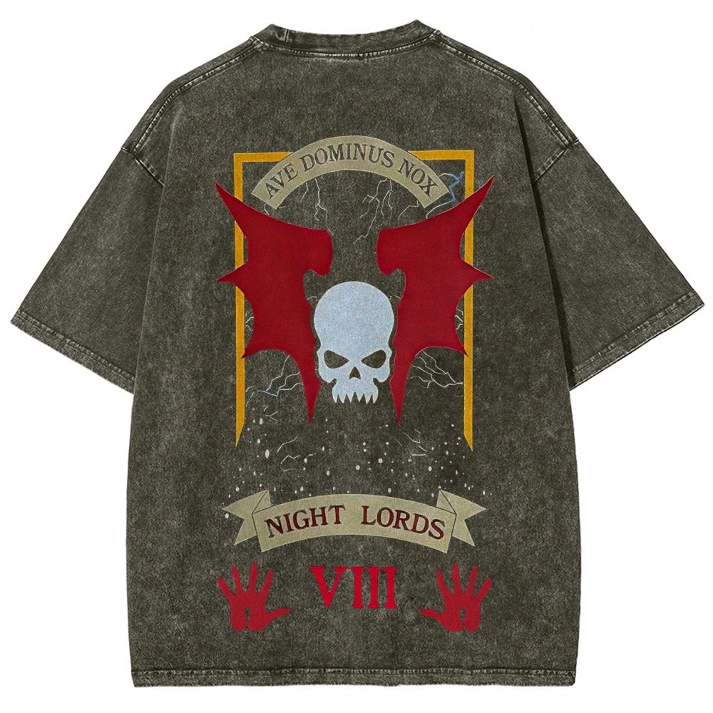 Warhammer 40K Night Lords Printed Unisex Washed T-Shirt