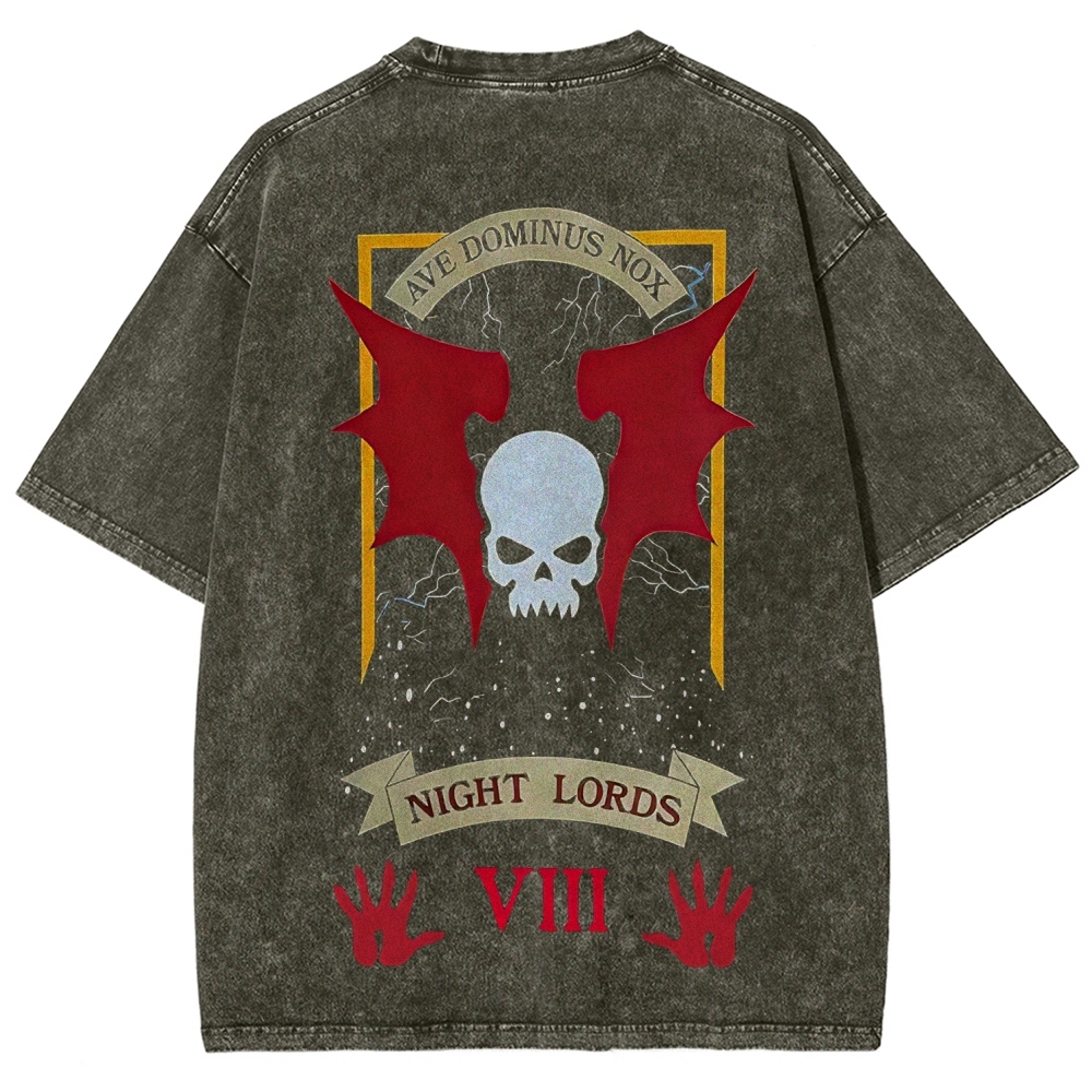 Warhammer 40K Night Lords Printed Unisex Washed T-Shirt