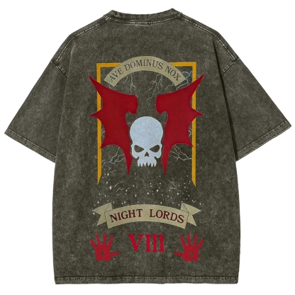 Warhammer 40K Night Lords Printed Unisex Washed T-Shirt