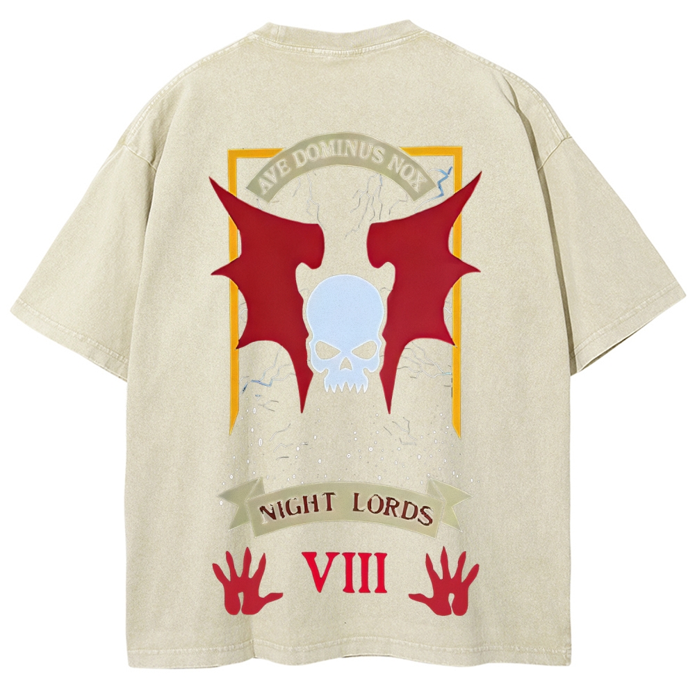 Warhammer 40K Night Lords Printed Unisex Washed T-Shirt