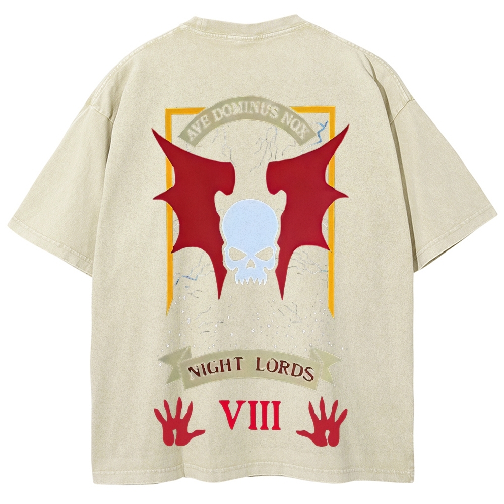Warhammer 40K Night Lords Printed Unisex Washed T-Shirt