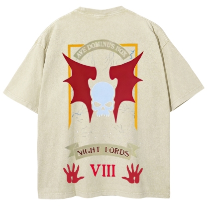 Warhammer 40K Night Lords Printed Unisex Washed T-Shirt