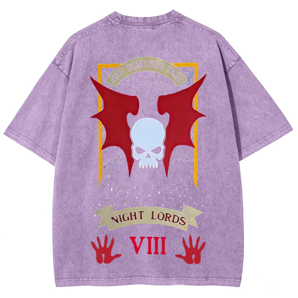 Warhammer 40K Night Lords Printed Unisex Washed T-Shirt