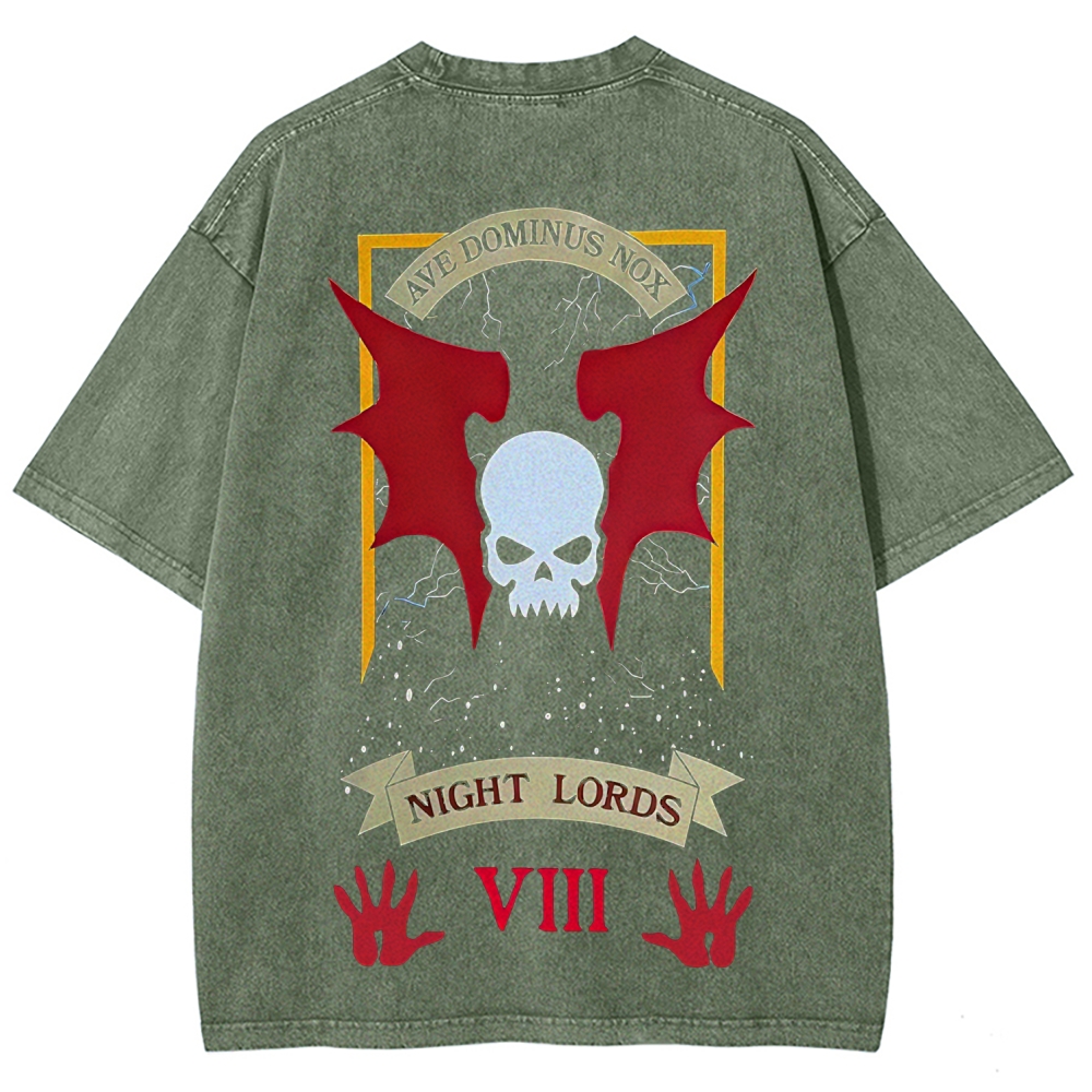 Warhammer 40K Night Lords Printed Unisex Washed T-Shirt