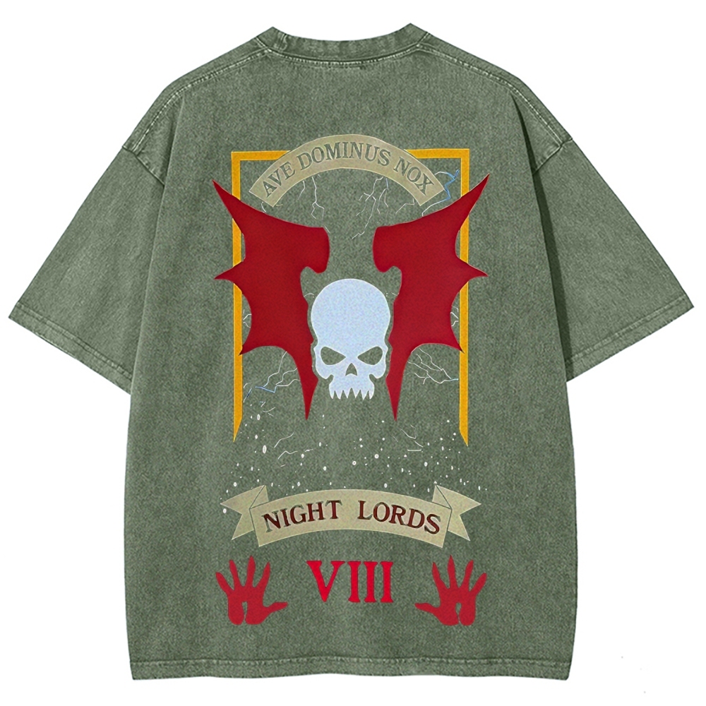Warhammer 40K Night Lords Printed Unisex Washed T-Shirt