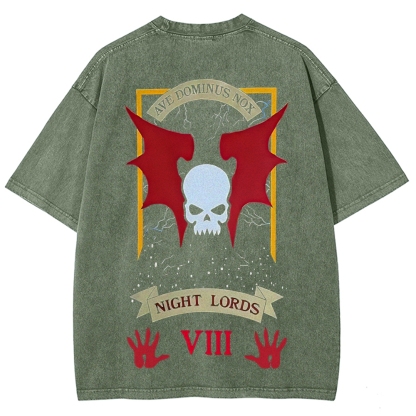 Warhammer 40K Night Lords Printed Unisex Washed T-Shirt