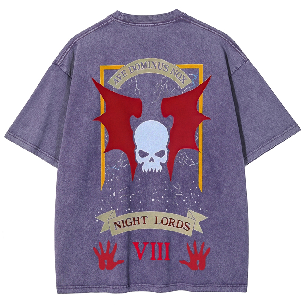 Warhammer 40K Night Lords Printed Unisex Washed T-Shirt
