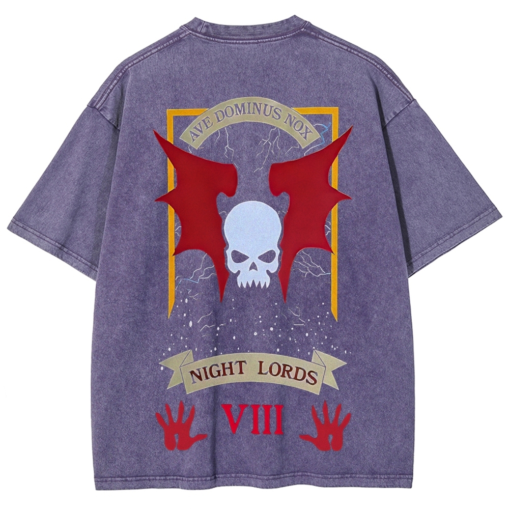 Warhammer 40K Night Lords Printed Unisex Washed T-Shirt