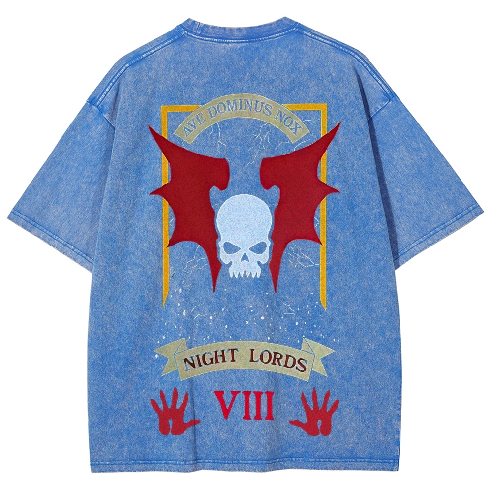 Warhammer 40K Night Lords Printed Unisex Washed T-Shirt