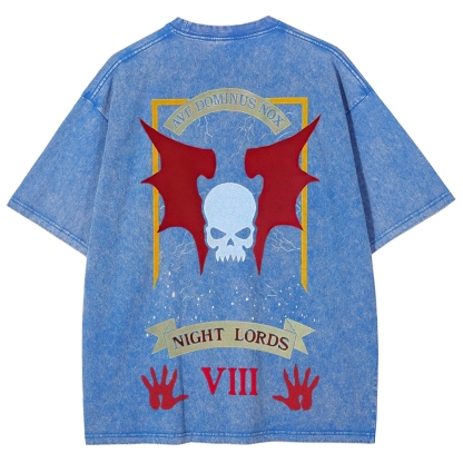 Warhammer 40K Night Lords Printed Unisex Washed T-Shirt