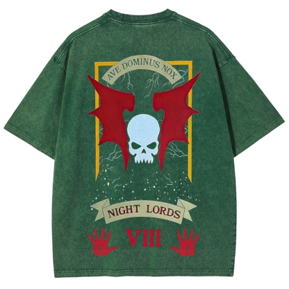 Warhammer 40K Night Lords Printed Unisex Washed T-Shirt