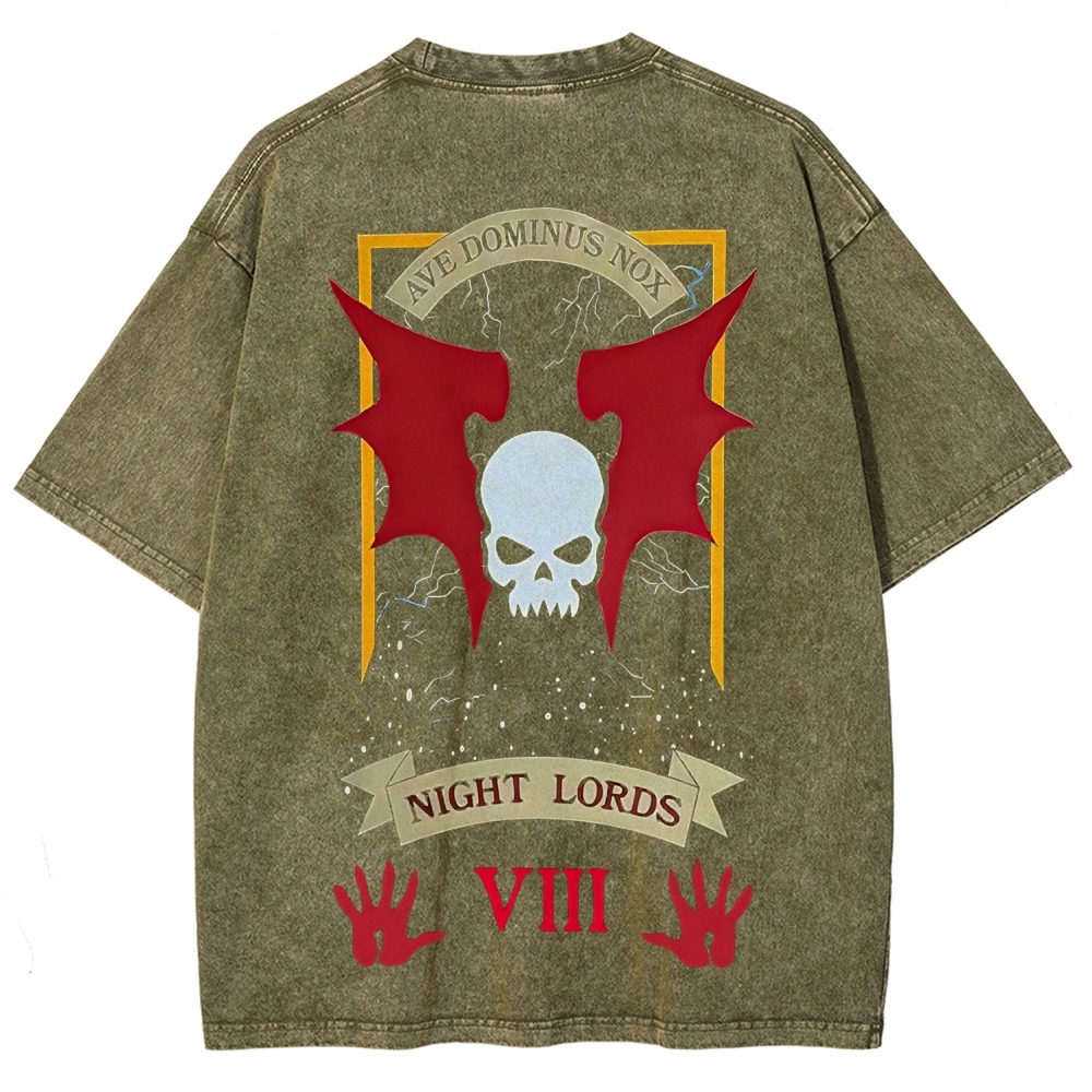 Warhammer 40K Night Lords Printed Unisex Washed T-Shirt
