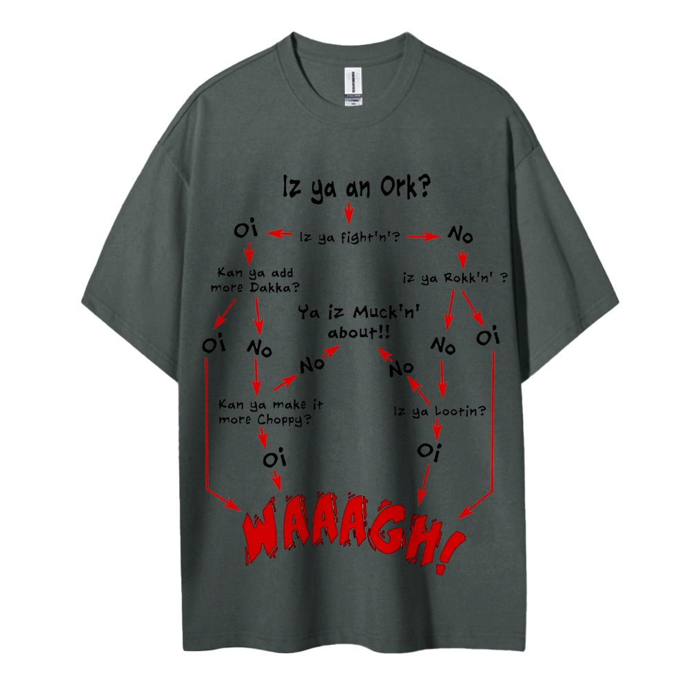 Warhammer 40K Ork Flow Chart Printed Unisex Oversized T-shirts