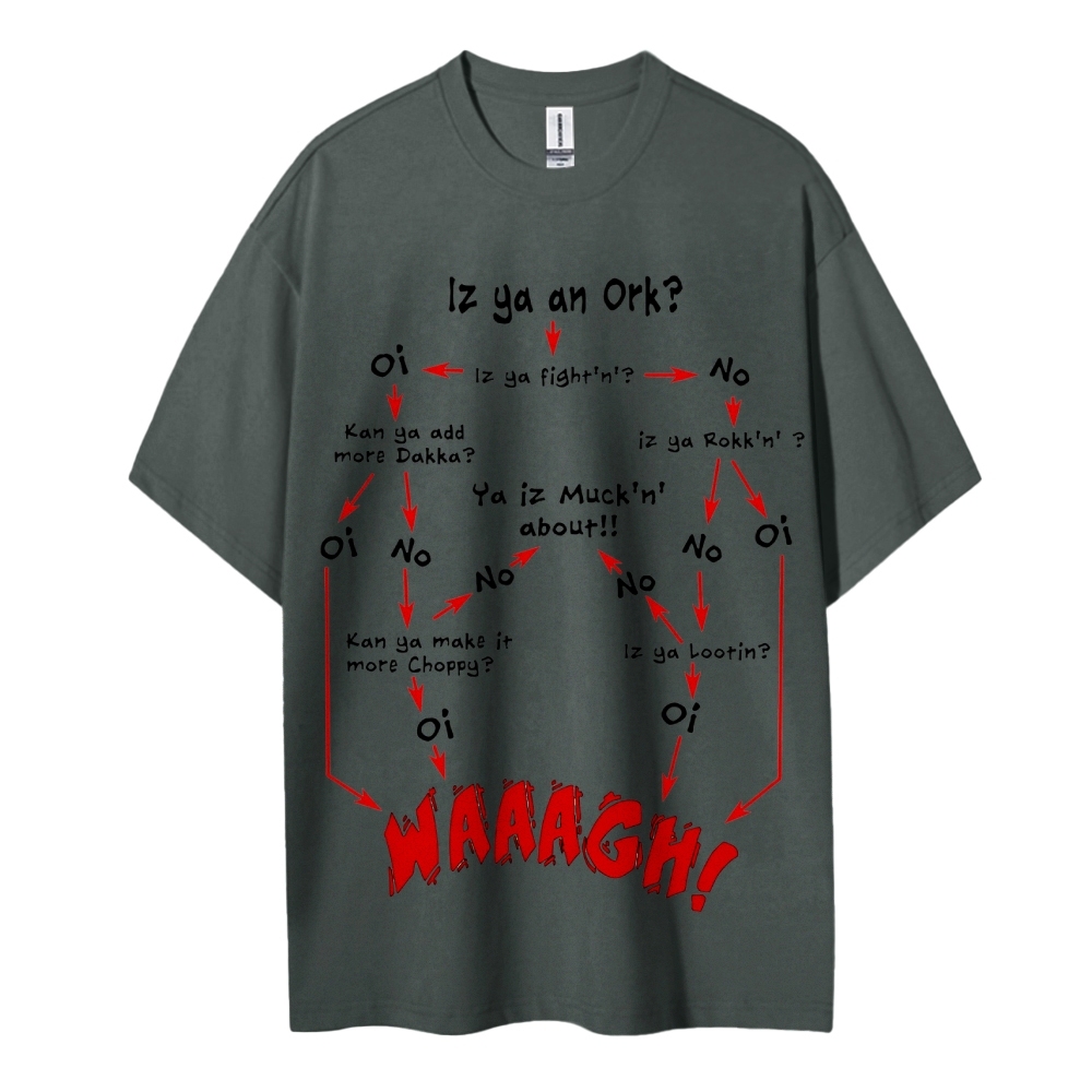Warhammer 40K Ork Flow Chart Printed Unisex Oversized T-shirts