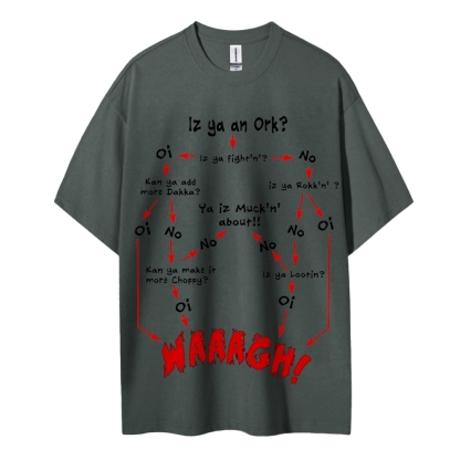 Warhammer 40K Ork Flow Chart Printed Unisex Oversized T-shirts