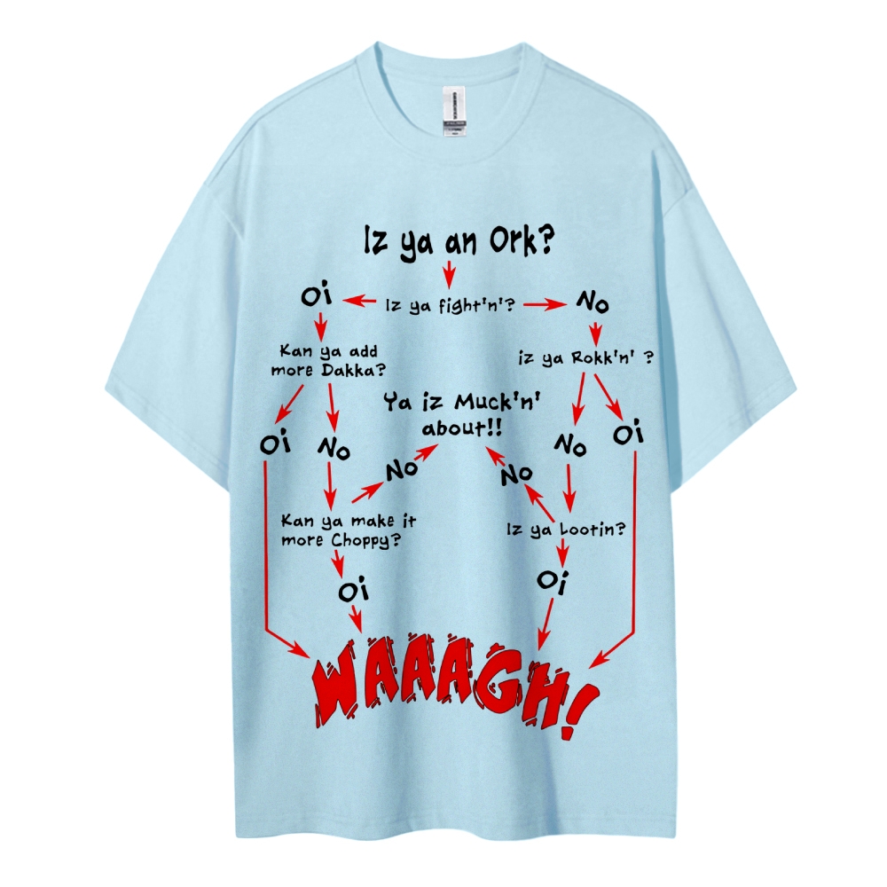 Warhammer 40K Ork Flow Chart Printed Unisex Oversized T-shirts