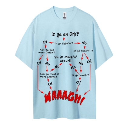 Warhammer 40K Ork Flow Chart Printed Unisex Oversized T-shirts