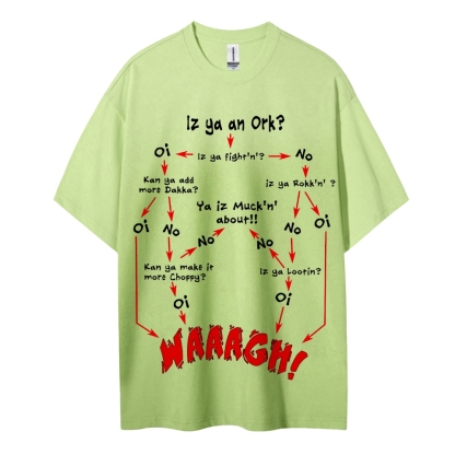 Warhammer 40K Ork Flow Chart Printed Unisex Oversized T-shirts
