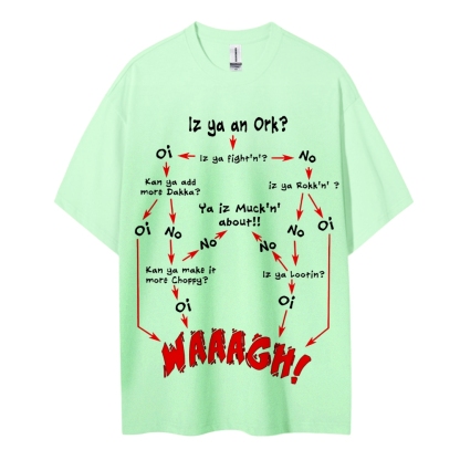 Warhammer 40K Ork Flow Chart Printed Unisex Oversized T-shirts
