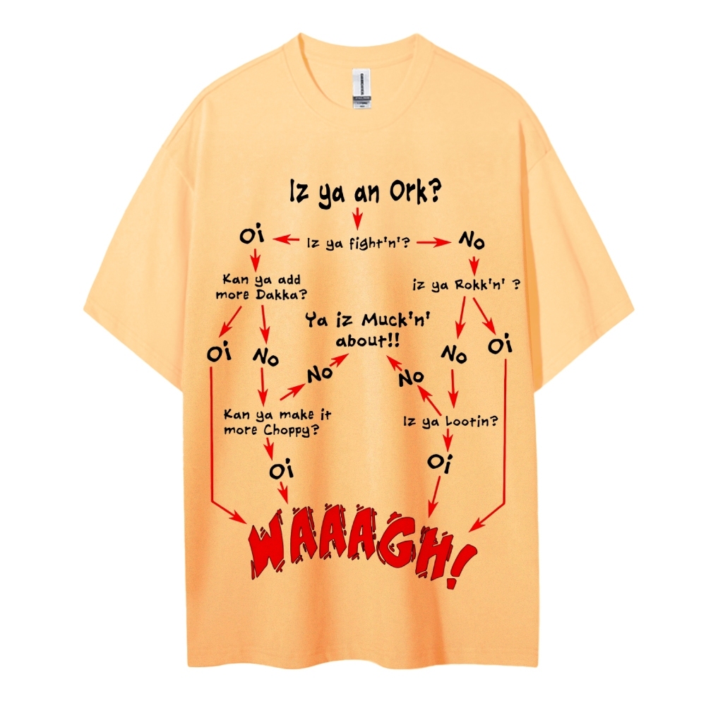 Warhammer 40K Ork Flow Chart Printed Unisex Oversized T-shirts