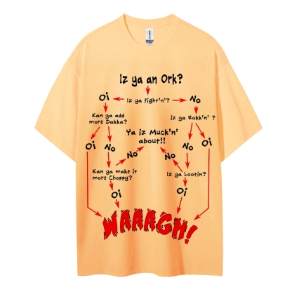 Warhammer 40K Ork Flow Chart Printed Unisex Oversized T-shirts