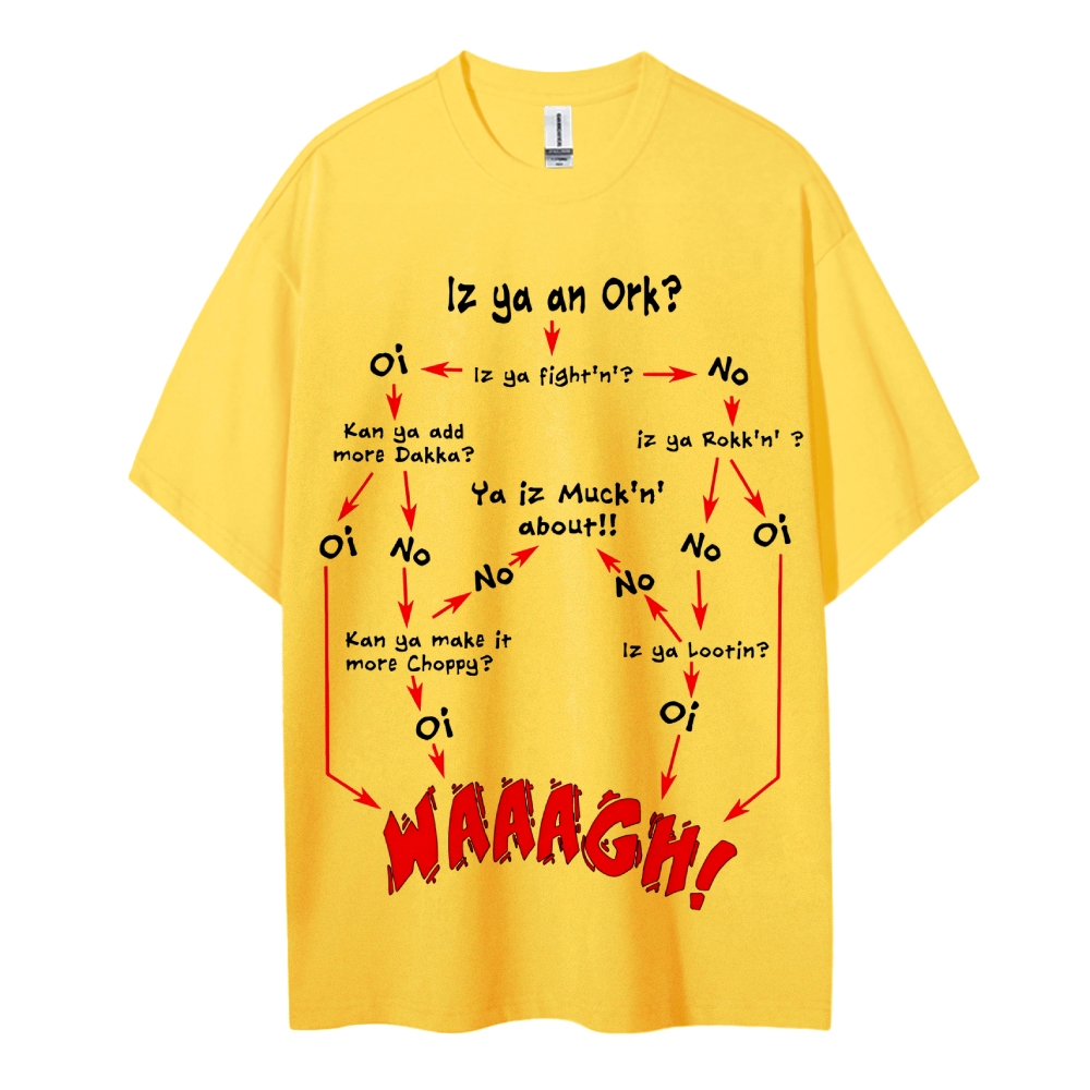Warhammer 40K Ork Flow Chart Printed Unisex Oversized T-shirts