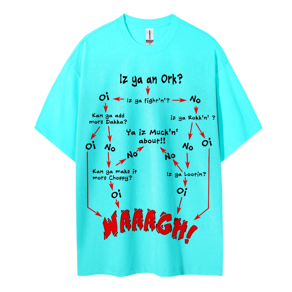 Warhammer 40K Ork Flow Chart Printed Unisex Oversized T-shirts