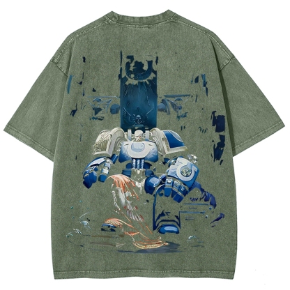 Warhammer 40K Ultramarines Printed Unisex Washed T-Shirt