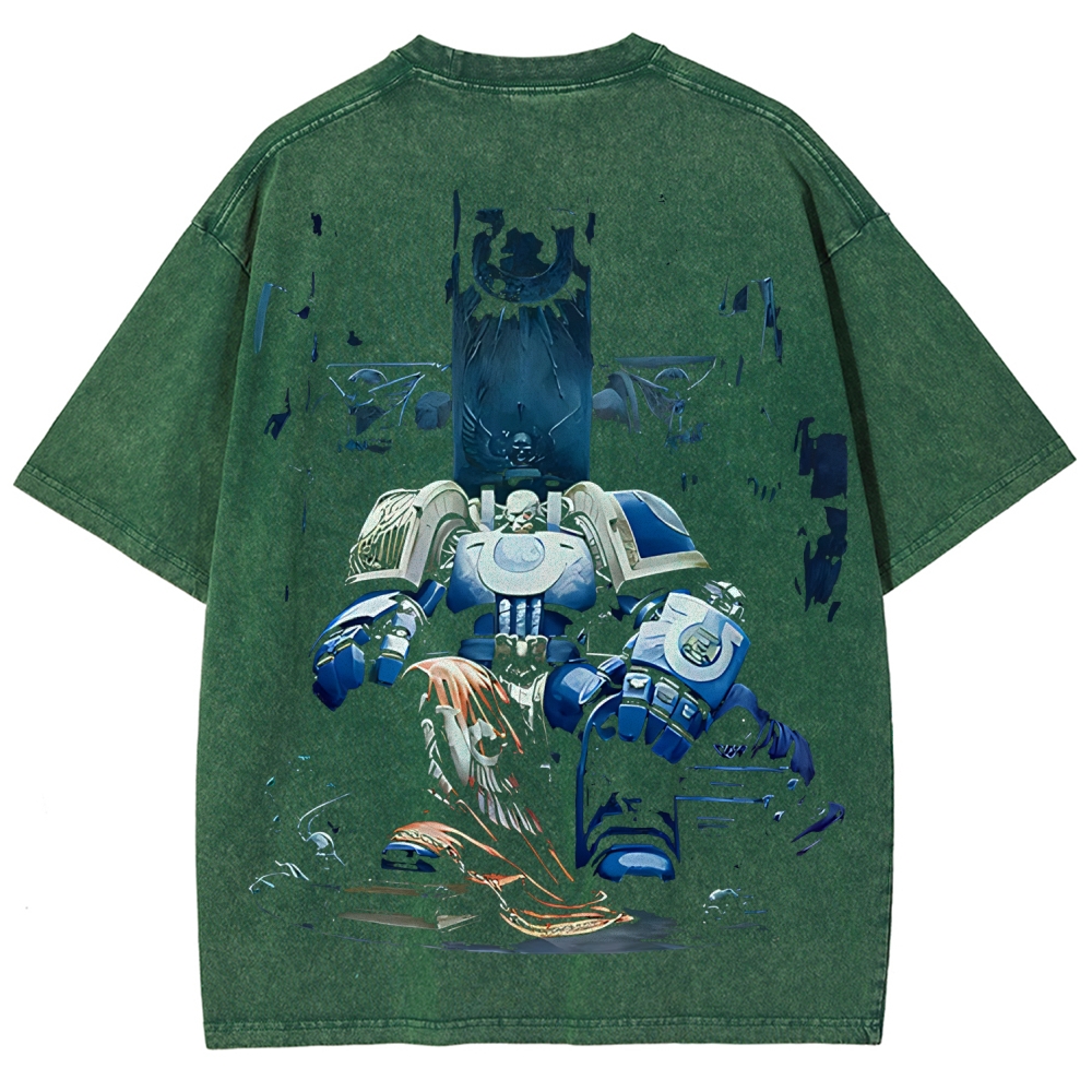 Warhammer 40K Ultramarines Printed Unisex Washed T-Shirt