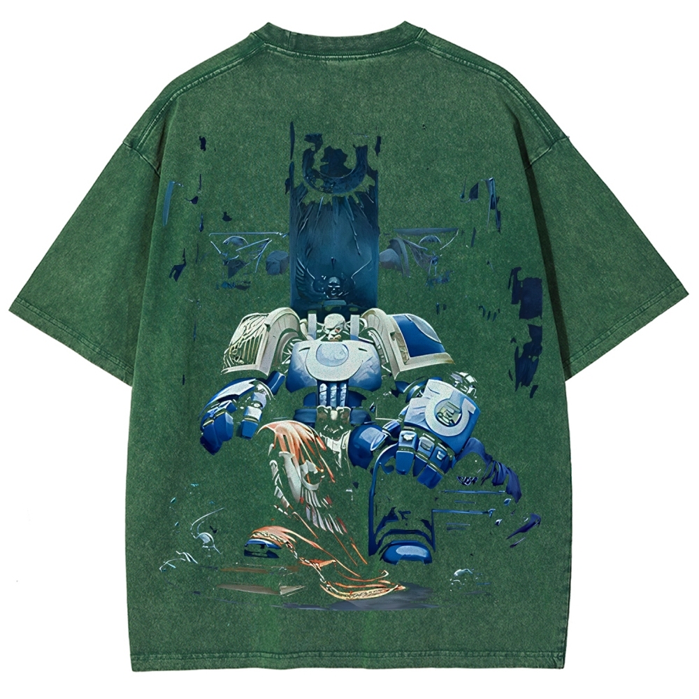 Warhammer 40K Ultramarines Printed Unisex Washed T-Shirt