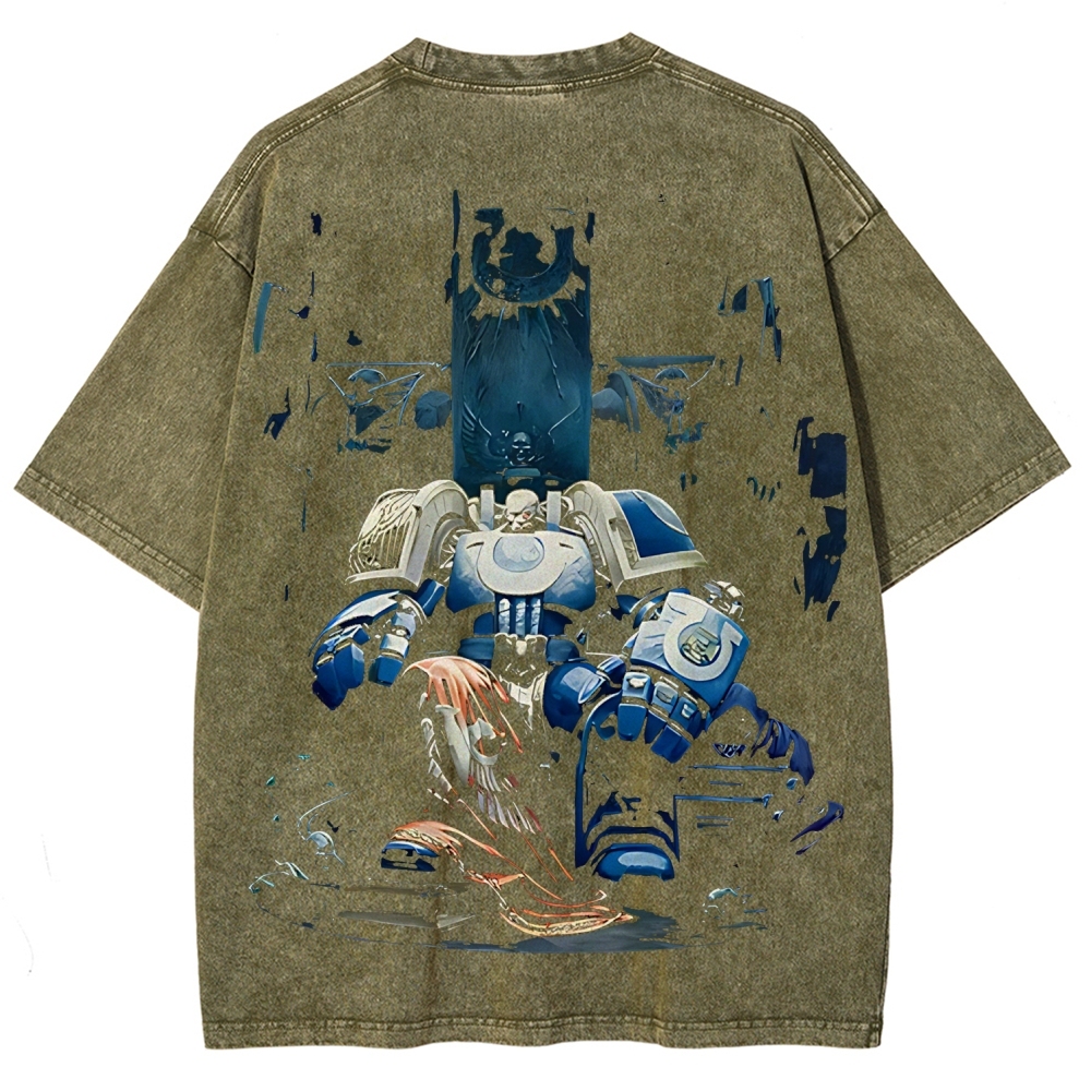 Warhammer 40K Ultramarines Printed Unisex Washed T-Shirt