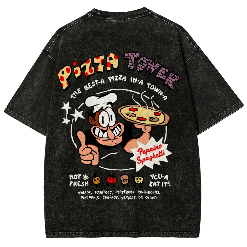 Pizza Tower Unisex Fit Washed T-Shirt 2603003028