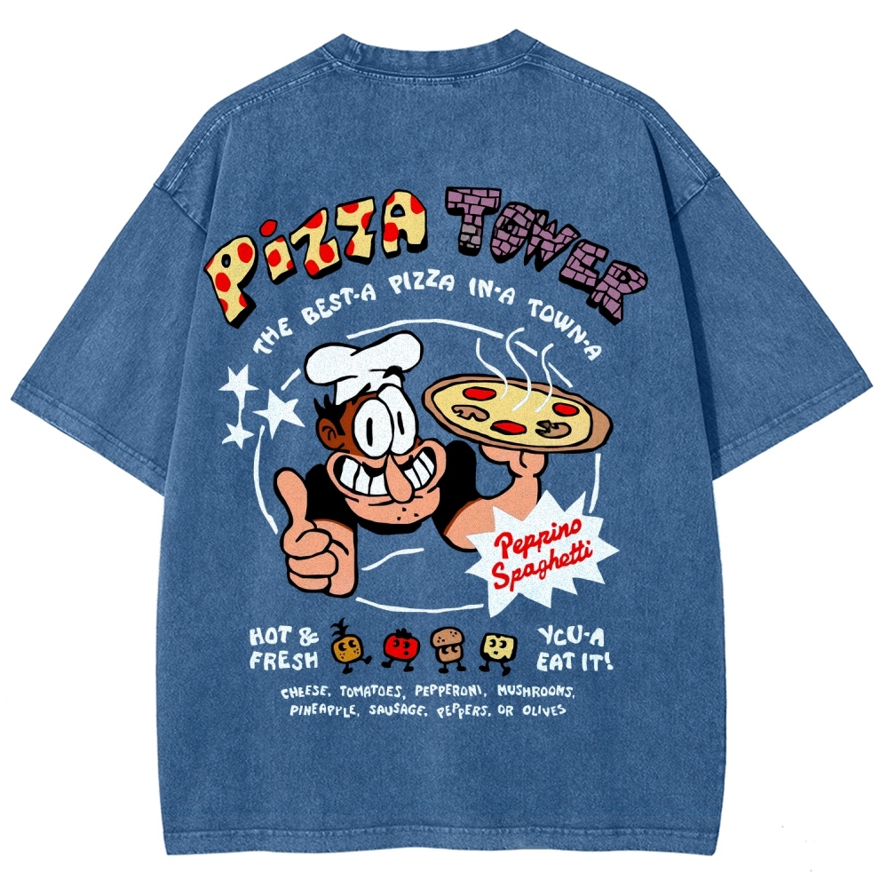 Pizza Tower Unisex Fit Washed T-Shirt 2603003028