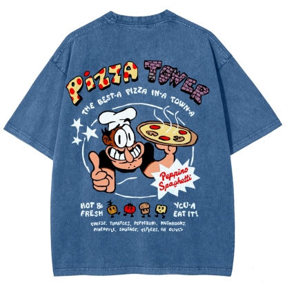 Pizza Tower Unisex Fit Washed T-Shirt 2603003028