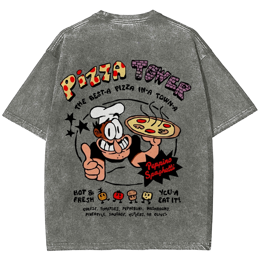 Pizza Tower Unisex Fit Washed T-Shirt 2603003028