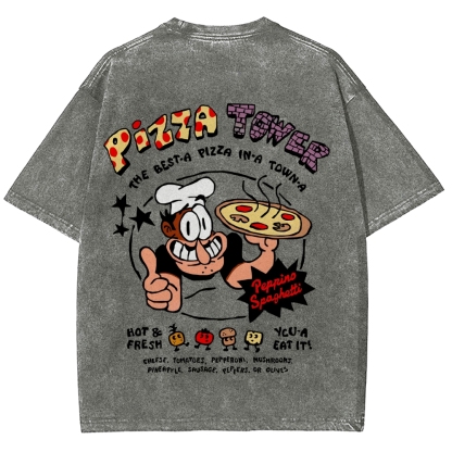 Pizza Tower Unisex Fit Washed T-Shirt 2603003028