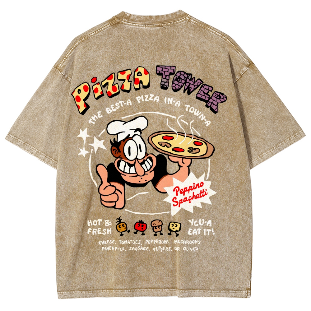 Pizza Tower Unisex Fit Washed T-Shirt 2603003028