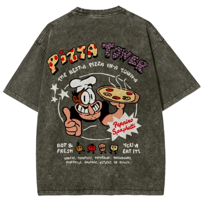Pizza Tower Unisex Fit Washed T-Shirt 2603003028