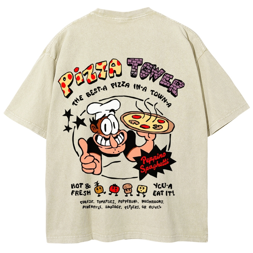 Pizza Tower Unisex Fit Washed T-Shirt 2603003028