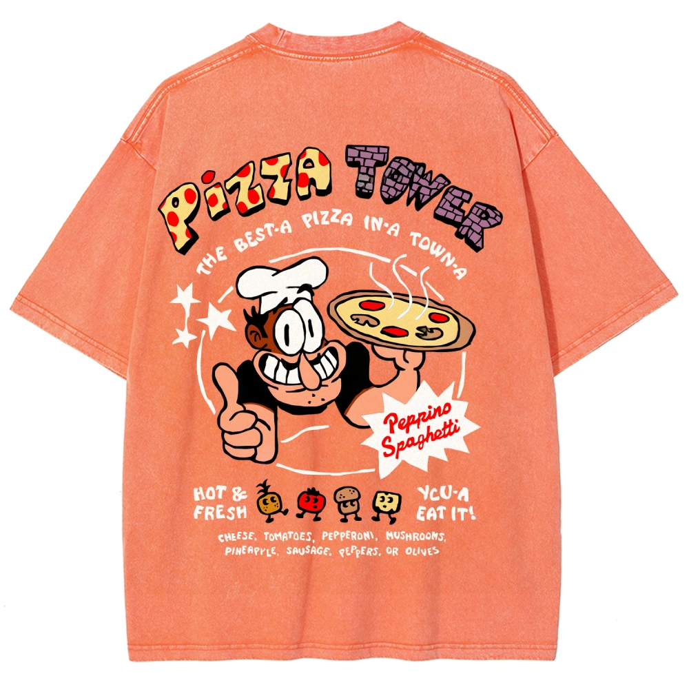 Pizza Tower Unisex Fit Washed T-Shirt 2603003028